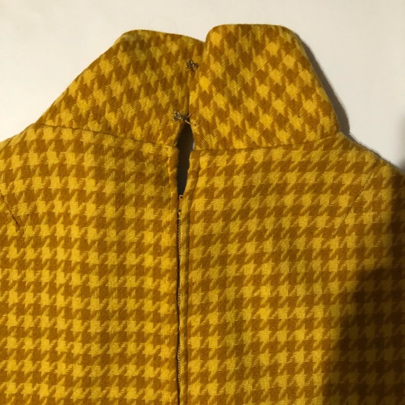 Vintage mod 60s houndstooth dress yellow small - Picture 4 of 7
